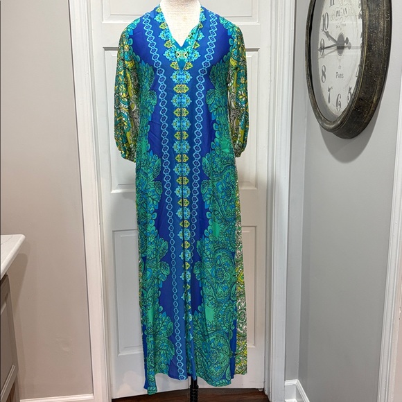 Johnny Was sz S Kahinu 100% silk patterned maxi dress - Picture 5 of 15